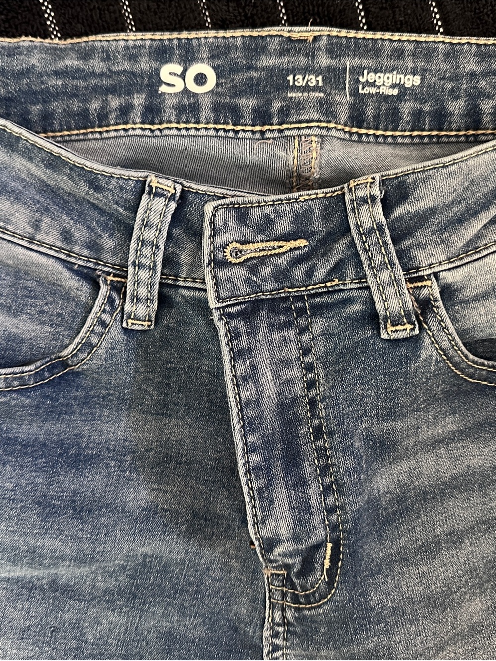 SO Medium Blue Low-Rise Denim Jeggings